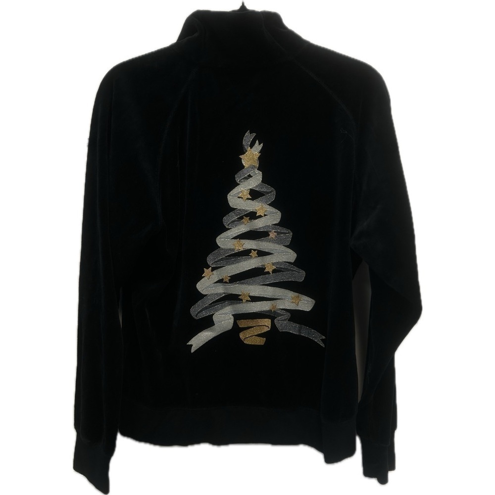 Susan Bristol The Magic of Christmas Black Zip Jacket Size XL